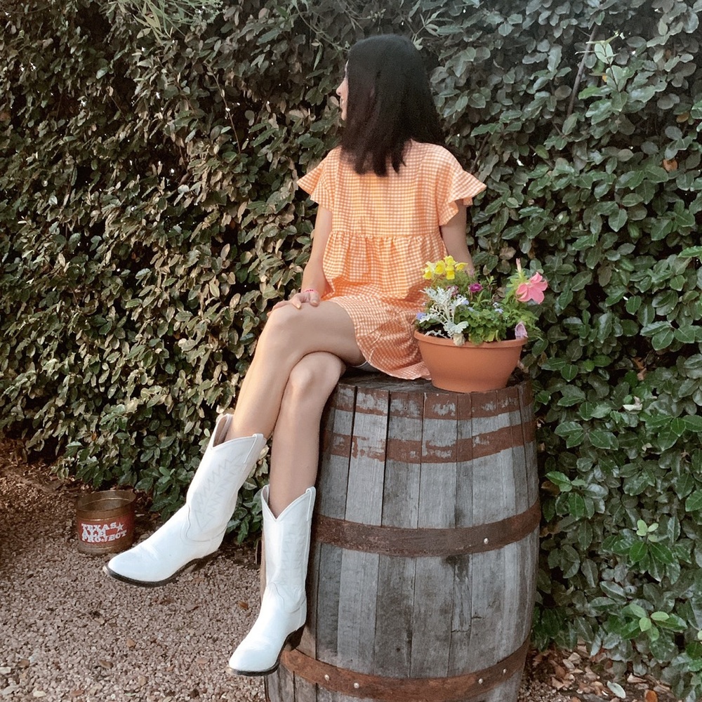 Orange gingham vintage dress